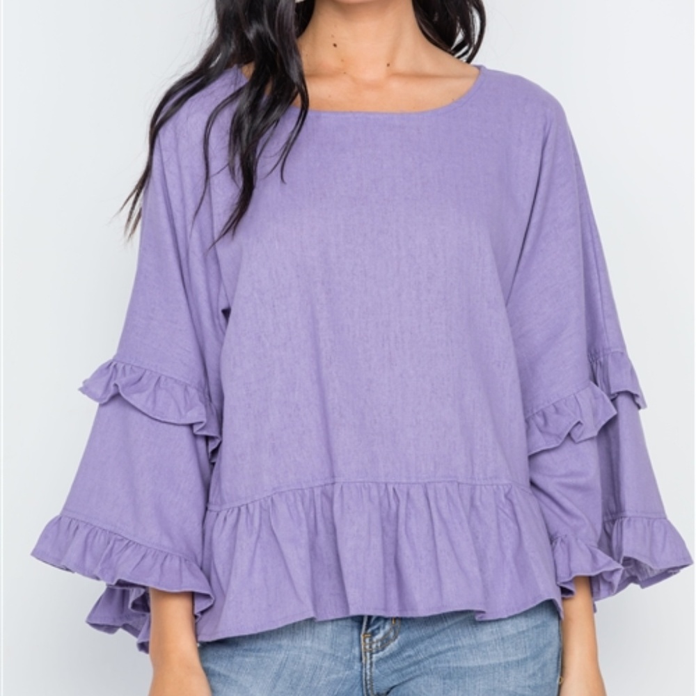 📦 MOVE OUT SALE - Lilac Bell Sleeve Ruffle Top